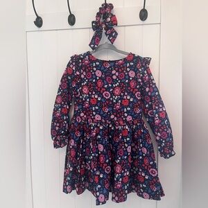 Jacadi Paris dress Liberty Fabric with matching hair accessory, size 3Y